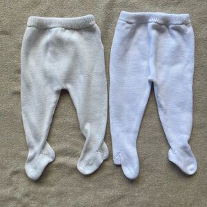 Tot a Porter White and Cream Baby Knit Leggings Sz 0 & 3 Months